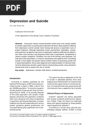 Depression and Suicide (Article)