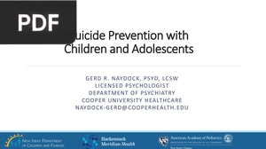 Suicide Prevention with Children and Adolescents (Presentation)