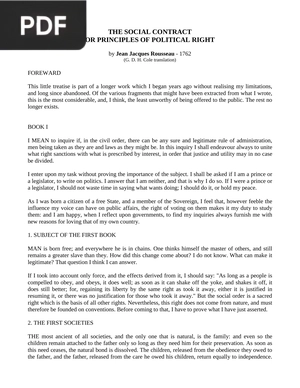 The Social Contract or Principles of Political Right