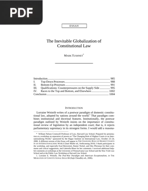 The Inevitable Globalization of Constitutional Law