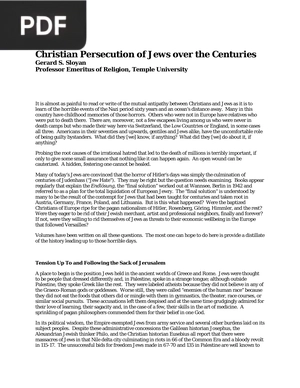 Christian Persecution of Jews over the Centuries