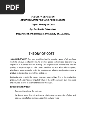 Theory of Cost