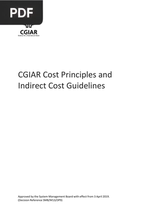 CGIAR Cost Principles and Indirect Cost Guidelines