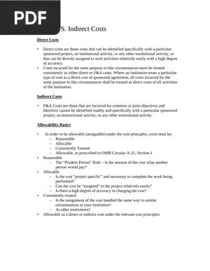 Direct vs Indirect Costs (Article)
