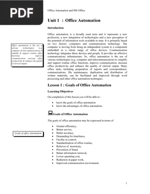 Unit 1 Office Automation
