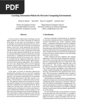 Learning Automation Policies for Pervasive Computing Environments