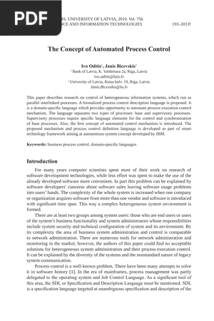 The Concept of Automated Process Control