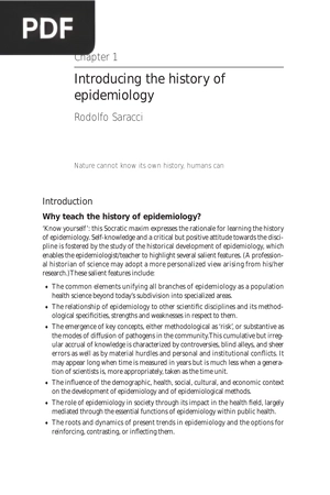 Introducing the History of Epidemiology