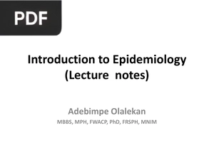Introduction to Epidemiology (Presentation)
