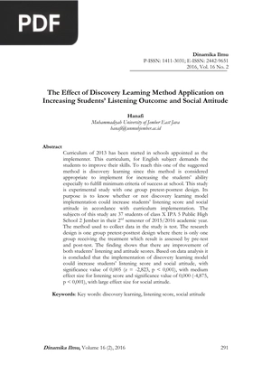 The Effect of Discovery Learning Method Application on Increasing Students Listening Outcome and Social Attitude