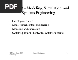 Lecture 9 Modeling Simulation and Systems Engineering (Presentation)