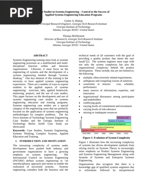 Case Studies in Systems Engineering Central to the Success of Applied Systems Engineering Education Programs (Article)