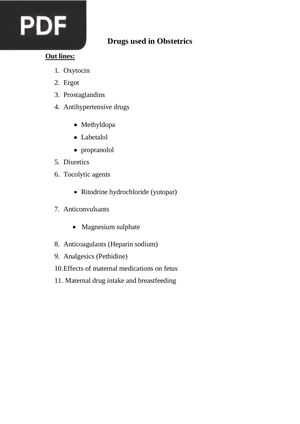 Drugs used in Obstetrics
