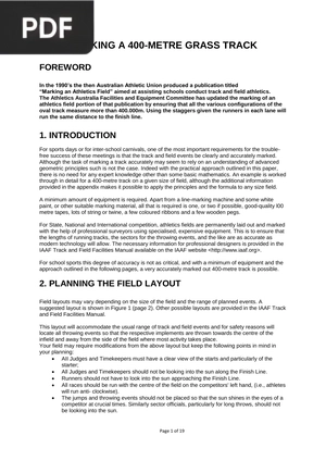 Marking a 400 Metre Grass Track