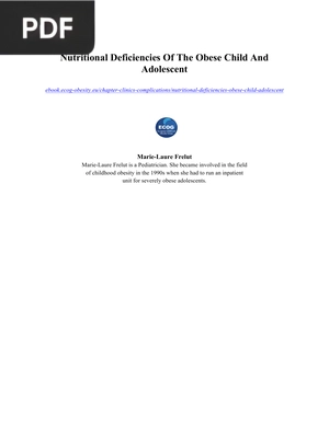 Nutritional Deficiencies Of The Obese Child And Adolescent