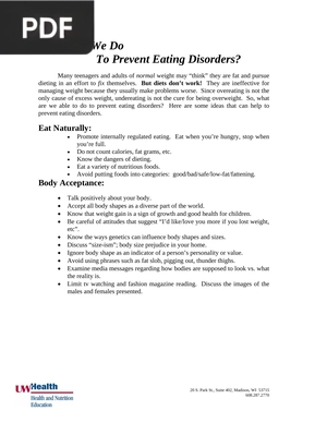 What Can We Do To Prevent Eating Disorders (Article)