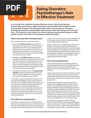 Eating Disorders: Psychotherapy's Role in Effective Treatment (Article)