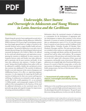 Underweight, Short Stature and Overweight in Adolescents and Young Women in Latin America and the Caribbean (Article)