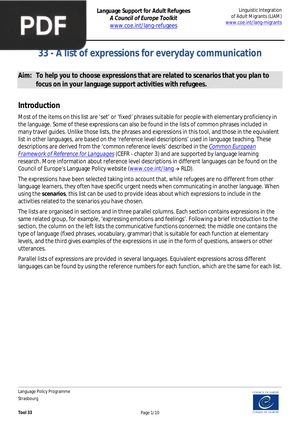 A List of Expressions for Everyday Communication