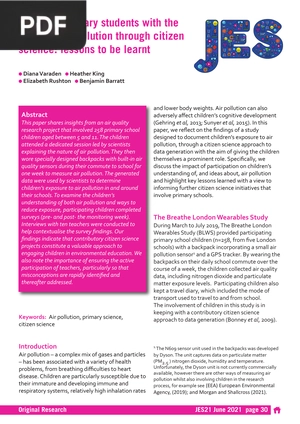 Engaging Primary Students With the Issue of Air Pollution Through Citizen Science: Lessons to be Learnt (Article)