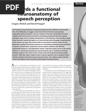 Towards a Functional Neuroanatomy of Speech Perception (Article)