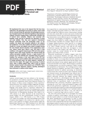 The Functional Neuroanatomy of Metrical Stress Evaluation of Perceived and Imagined Spoken Words (Article)
