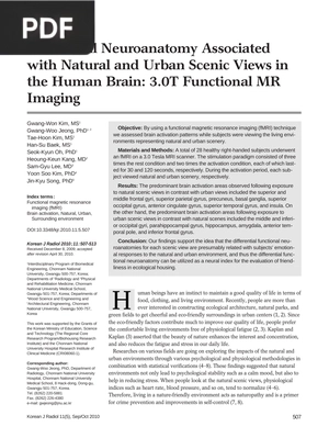 Functional Neuroanatomy Associated with Natural and Urban Scenic Views in the Human Brain: 3.0T Functional MR Imaging (Article)