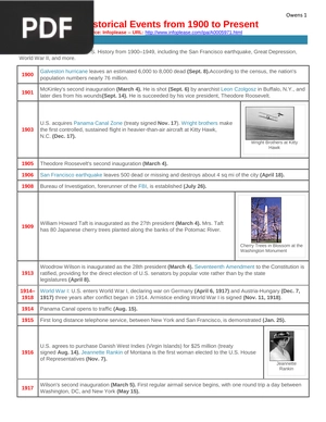 US Historical Events from 1900 to Present
