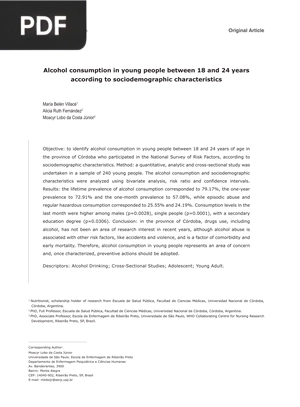 Alcohol Consumption in Young People Between 18 and 24 Years According to Sociodemographic Characteristics (Article)