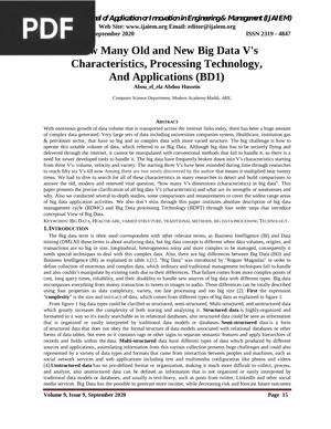 How Many Old and New Big Data v's Characteristics, Processing Technology, and Applications (Article)
