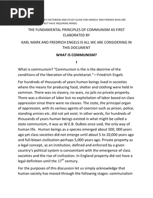 The Fundamental Principles of Communism as First