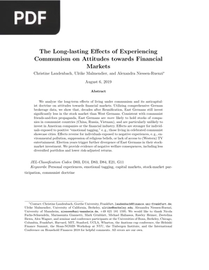 The Long-Lasting Effects of Experiencing Communism on Attitudes Towards Financial Markets