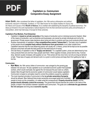 Capitalism vs. Communism Comparative Essay Assignment (Article)