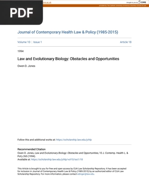 Law and Evolutionary Biology: Obstacles and Opportunities