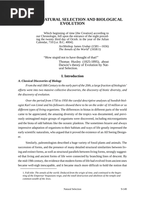 Natural Selection and Biological Evolution