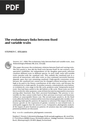 The Evolutionary Links Between Fixed and Variable Traits
