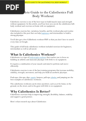 A Complete Guide to the Calisthenics Full Body Workout