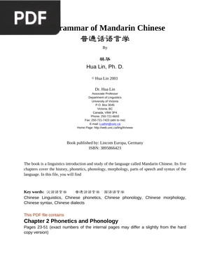 A Grammar of Mandarin Chinese