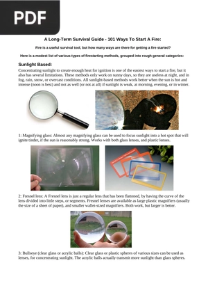 A Long-Term Survival Guide 101 Ways To Start A Fire