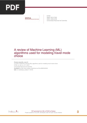 A review of Machine Learning (ML) algorithms used for modeling travel mode choice