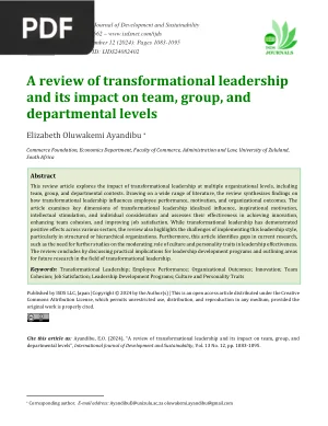 A Review of Transformational Leadership and Its Impact on Teams