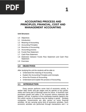 Accounting process and principles, financial, cost and management accounting