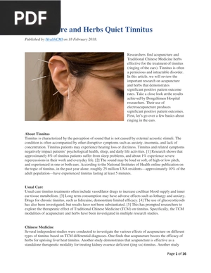 Acupuncture and Herbs Quiet Tinnitus