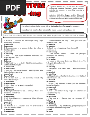 Adjectives ending ed-ing