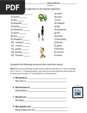 Adjectives worksheet