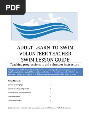 Adult Learn to Swim Volunteer Teacher Swim Lesson Guide