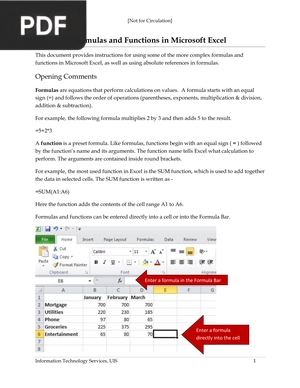 Advanced Formulas and Functions in Microsoft Excel