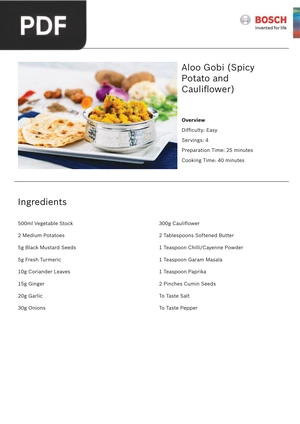 Aloo Gobi (Spicy Potato and Cauliflower)