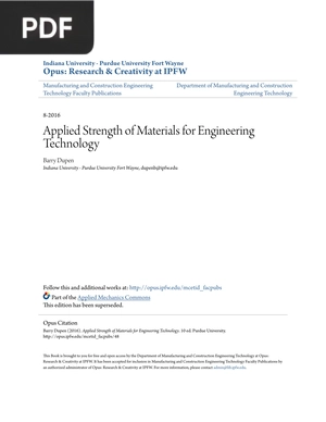Applied Strength of Materials for Engineering Technology