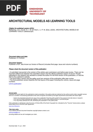 Architectural models as learning tools